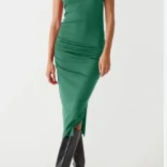 Michael Stars Women's Side-Ruched Ultra Rib Midi Dress - Scoop Neck, Size XLP - Picture 3 of 15